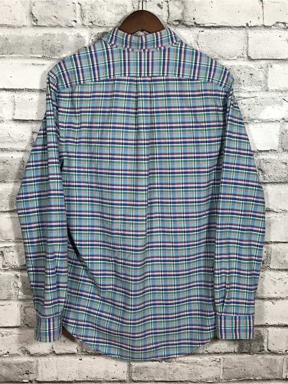 Ralph Lauren Men’s Blue and Green Plaid Button-Down Shirt - Picture 3 of 4